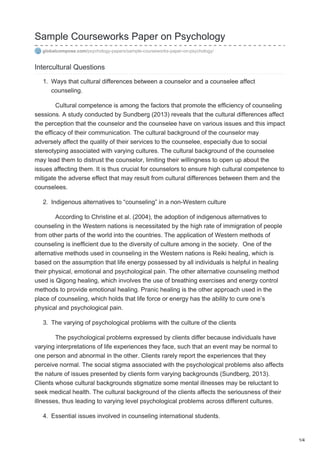 Globalcompose.com sample courseworks paper on psychology | PDF ...