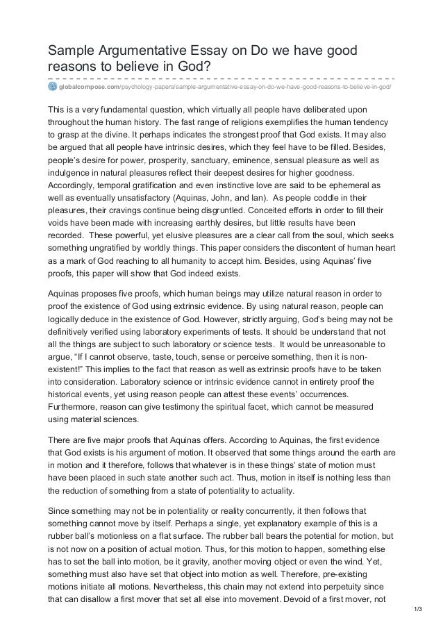 Reasonability of Believing in God's Existence - Words | Essay Example