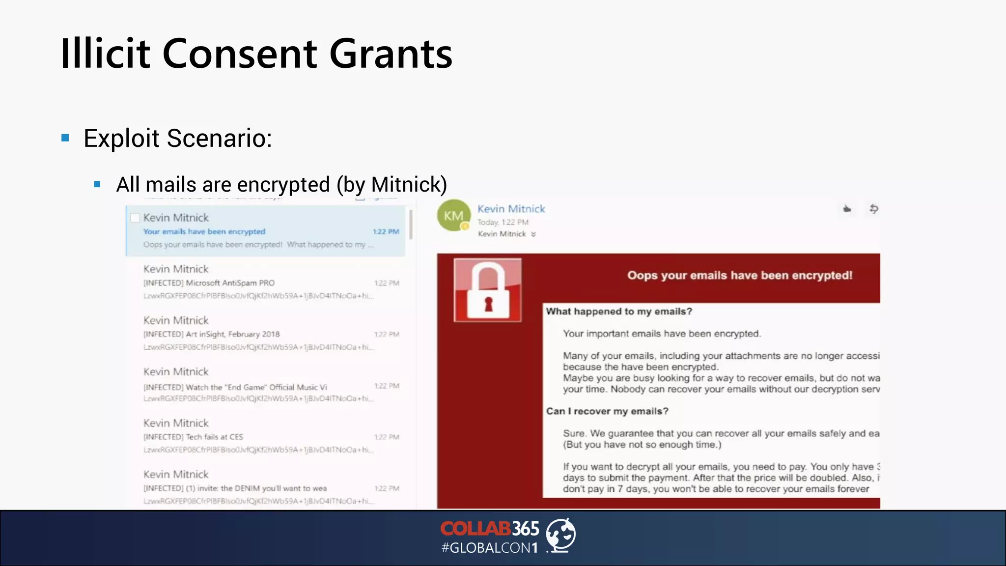 Illicit Consent Grants
▪ Exploit Scenario:
▪ All mails are encrypted (by Mitnick)
 