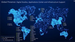 Global Presence: Digital Studios, Applications Center and Infrastructure Support
We
 