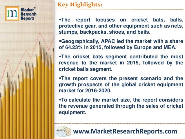 Global Cricket Equipment Market 2016 - 2020