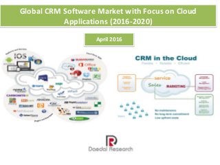 Global CRM Software Market with Focus on Cloud
Applications (2016-2020)
April 2016
 