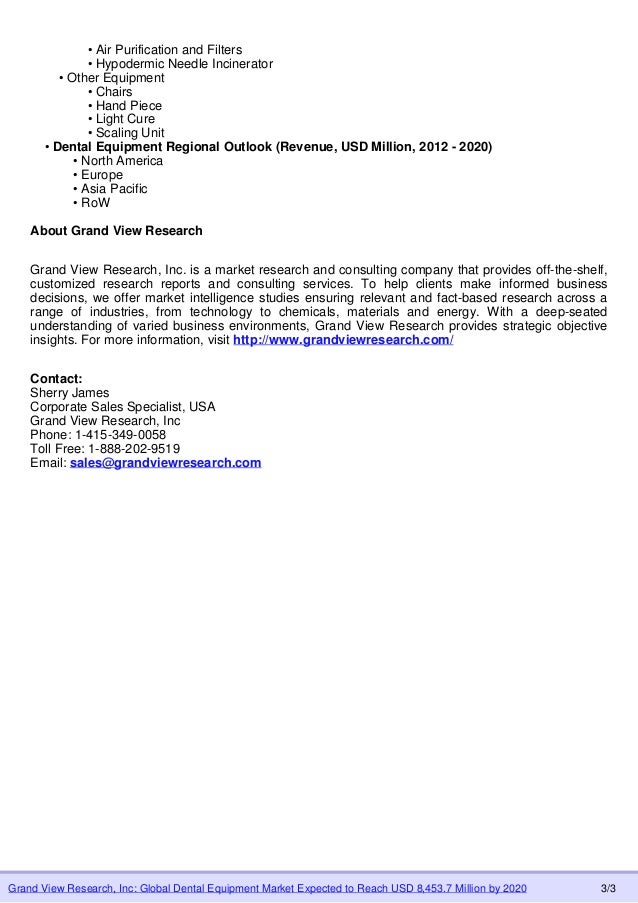 global dental equipment market share and size to 2020grand view researchinc 3 638