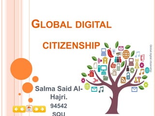 GLOBAL DIGITAL
  CITIZENSHIP




                 Global digital citizenship
Salma Said Al-
    Hajri.
    94542
 