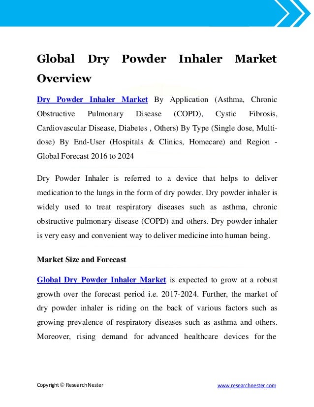 Global dry powder inhaler market (2016 2024) research nester