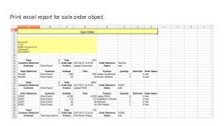 Print excel report for sale order object.
 