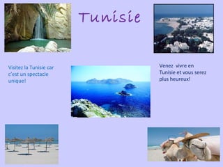 Tunisie Venez  vivre en Tunisie et vous serez plus heureux! Visitez la Tunisie car c’est un spectacle unique! 