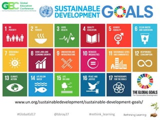 #rethink_learning#GlobalEd17 @bbray27
www.un.org/sustainabledevelopment/sustainable-development-goals/
 
