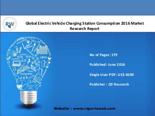 Global Electric Vehicle Charging Station Consumption 2016 Market
Research Report
Website : www.reportsweb.com
No of Pages: 179
Published: June 2016
Single User PDF: US$ 4000
Publisher : QY Research
 