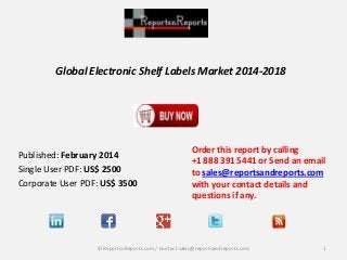 Global Electronic Shelf Labels Market 2014-2018

Published: February 2014
Single User PDF: US$ 2500
Corporate User PDF: US$ 3500

Order this report by calling
+1 888 391 5441 or Send an email
to sales@reportsandreports.com
with your contact details and
questions if any.

© ReportsnReports.com / Contact sales@reportsandreports.com

1

 