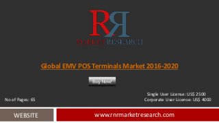 Global EMV POS Terminals Market 2016-2020
www.rnrmarketresearch.comWEBSITE
Single User License: US$ 2500
No of Pages: 65 Corporate User License: US$ 4000
 