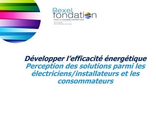 11 JUIN 2013PAGE 1
Développer l’efficacité énergétique
Perception des solutions parmi les
électriciens/installateurs et les
consommateurs
 