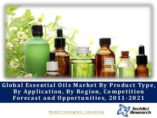 M a r k e t I n t e l l i g e n c e . C o n s u l t i n g
Global Essential Oils Market By Product Type,
By Application, By Region, Competition
Forecast and Opportunities, 2011-2021
 