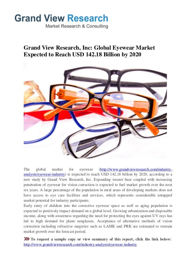 Global Eyewear Market to 2020 Market Estimate, Competitive Landscap…