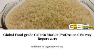 Published on : 23 October 2019
Global Food-grade Gelatin Market Professional Survey
Report 2019
 