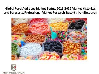 Global Food Additives Market Status, 2011-2022 Market Historical
and Forecasts, Professional Market Research Report : Ken Research
 