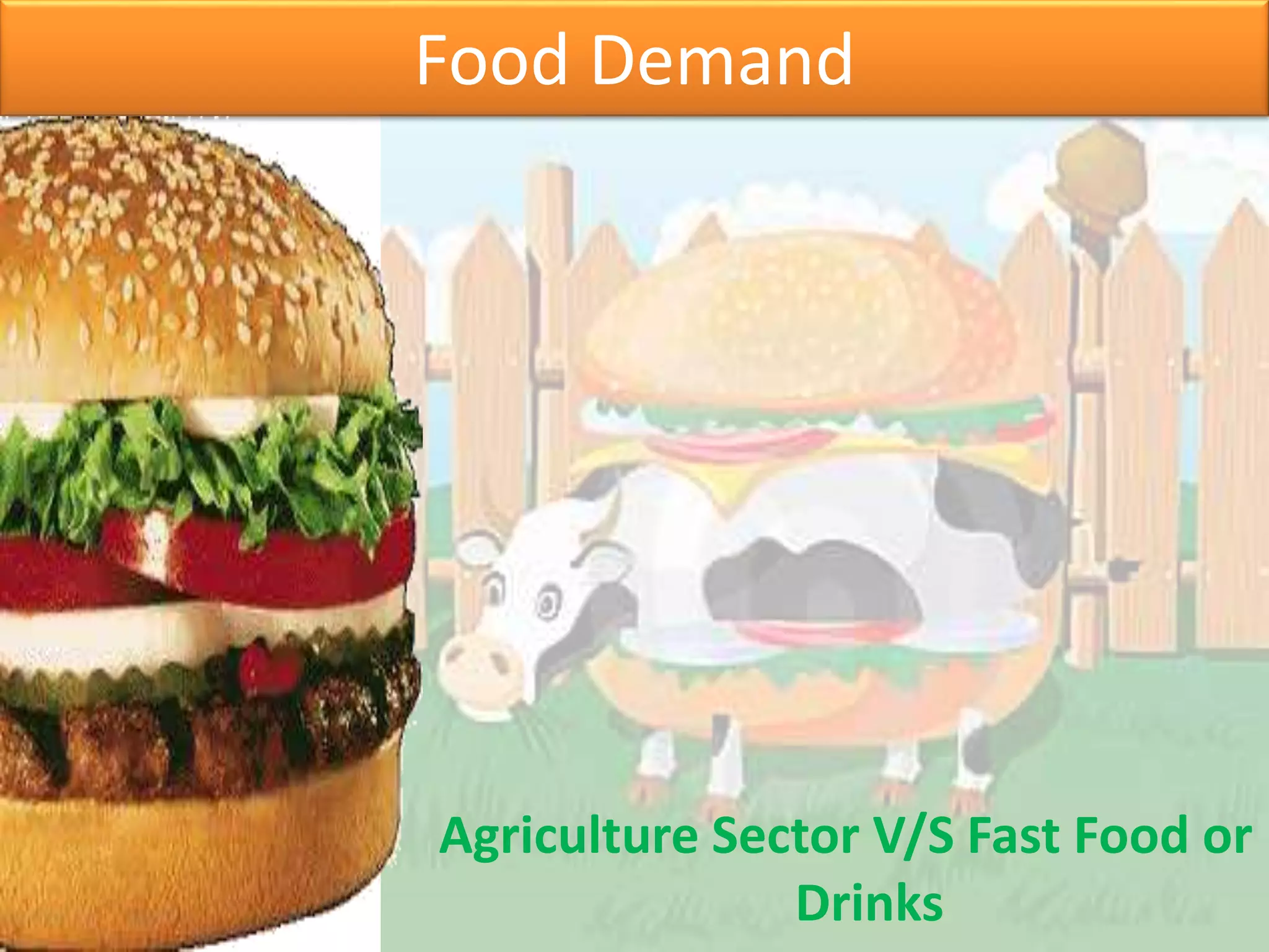 Food Demand
Agriculture Sector V/S Fast Food or
Drinks
 
