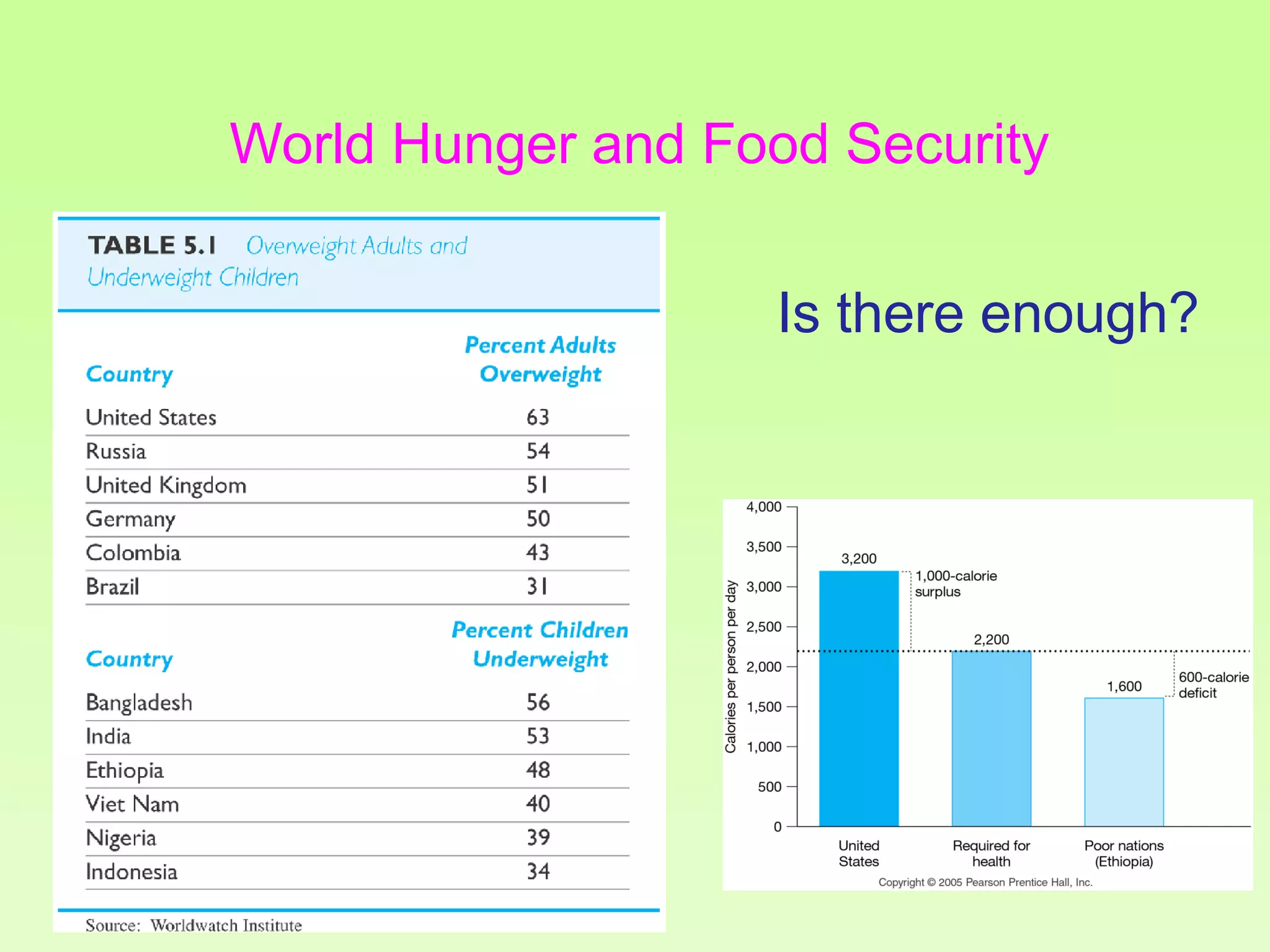 World Hunger and Food Security
Is there enough?

 
