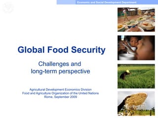 Economic and Social Development Department
Food and Agriculture
Organization of the
United Nations
Global Food Security
Challenges and
long-term perspective
Agricultural Development Economics Division
Food and Agriculture Organization of the United Nations
Rome, September 2009
 