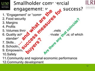 Smallholder agriculture and market engagement