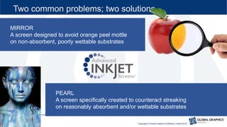 Two common problems; two solutions
MIRROR
A screen designed to avoid orange peel mottle
on non-absorbent, poorly wettable ...
