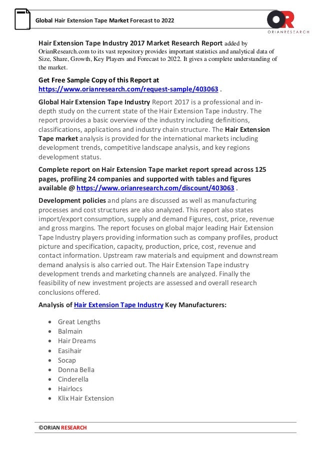 Hair Extension Tape Industry: 2017 Global Market Size ...