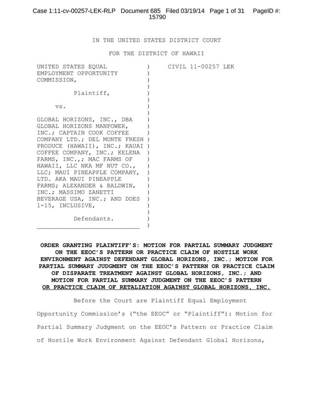 EEOC v. Global Horizons