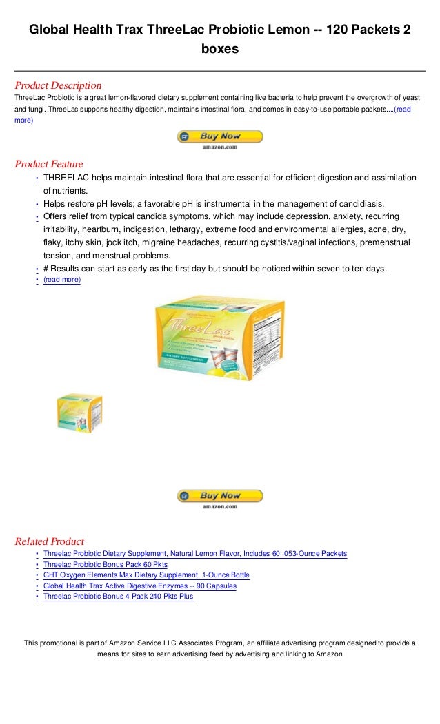 Global health trax three lac probiotic lemon 120 packets 2 boxes