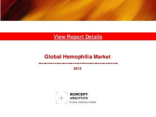 Global Hemophilia Market
--------------------------------------------
2013
View Report Details
 