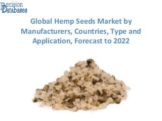 Global Hemp Seeds Market by
Manufacturers, Countries, Type and
Application, Forecast to 2022
 