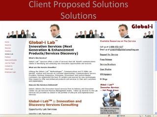 Client Proposed Solutions
                     Solutions




Global-i©        Copyright ©  2008  Global‐i, Inc.   www.globaliconsulting.com
 
