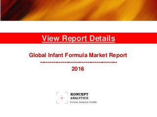 Global Infant Formula Market Report
-----------------------------------------
2016
View Report Details
 