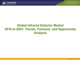 Global Infrared Detector Market
2016 to 2021: Trends, Forecast, and Opportunity
Analysis
1
 