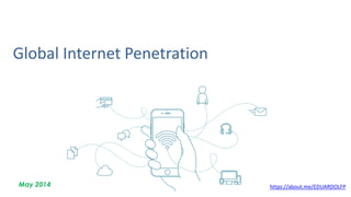 May 2014 https://about.me/EDUARDOLFP
Global Internet Penetration
 