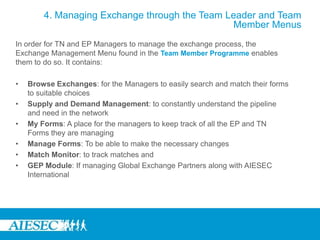 4. Managing Exchange through the Team Member and Team Leader Menus