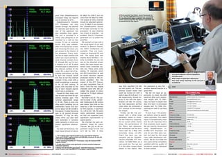 1



                                                                                     good that GlobalInvacom’s             60 dBµV for DVB-T and not         ■TELE-satellite Test Editor Jacek Pawlowski at
                                                                                                                                                             work. The FibreIRS DTT Processor is connected
                                                                                     processor does not require            more than 65 dBµV for DAB.        to a professional signal anaylzer. the analyzer‘s
                                                                                     you to connect to a PC.               The output of every channel       video output is fed into the laptop to generate the
                                                                                                                                                             screenshots for this report.
                                                                                        GlobalInvacom’s FibreIRS           should be adjusted optimal-
                                                                                     DTT Processor not only                ly to 70 dBµV if you connect
                                                                                     passes through the desired            the GlobalInvacom ODU32
                                                                                     TV channels and blocks the            RF-to-light converter to the
                                                                                     rest of the spectrum but              processor. If your antenna
                                                                                     also amplifies their signal.          has a built in amplifier – no
                                                                                     The unit is enclosed in a             problem. The DTT Processor
                                                                                     metal case designed to be             generates 12 V to power the
                                                                                     mounted on a wall on two              amplifier.
                                                                                     screws. It has an external               We started our test with a
2
                                                                                     AC/DC plug type adapter.              real world signal. In our test
                                                                                     After unscrewing two screws           location in Western Poland,
                                                                                     and removing the cover, you           two DVB-T multiplexes are
                                                                                     get access to the interior of         available. They are trans-
                                                                                     the processor. Every mod-             mitted on channels E41 and
                                                                                     ule has an eight position DIP         E45. The signal level was
                                                                                     switch you use to set the de-         slightly above 66 dBµV – ex-
                                                                                     sired channel number (from            actly as needed. As you can
                                                                                     21 through 69) and to turn            see on the attached screen
                                                                                     a module on or off. A piece           shots, the input signal con-
                                                                                     of foiled paper is attached to        tained some undesired sig-
                                                                                     the internal surface of the           nals too. These were some
                                                                                     cover. It’s a short list of op-
                                                                                     erating instructions, as how
                                                                                                                           analog TV channels which
                                                                                                                           are still transmitted as well
                                                                                                                                                                                                                                                              Expert Opinion
                                                                                                                                                                                                                                         Very good adjacent channel separation
                                                                                     to turn the module on/off             as some spurious signals
                                                                                                                                                                                                                                         Flat pass band
                                                                                     and how to set the channel            produced mainly in the an-
3                                                                                    number. A few clicks with a           tenna amplifier. But the                                                                                +     Wide range of signal gain adjustment
                                                                                                                                                                                                                                         Very easy setup requiring no PC but just a
                                                                                     small screwdriver is enough           output of the DTT Proces-                                                                                     screwdriver
                                                                                     to do all that setting. A             sor was completely free of
                                                                                     green LEDs mounted on the             them. Only the two digital        less than specified (30 dB)         the passband is very flat –       –     none
                                                                                                                                                                                                                                                                                                         Jacek Pawlowski
                                                                                                                                                                                                                                                                                                            TELE-satellite
                                                                                                                                                                                                                                                                                                               Test Center
                                                                                     top of each module signals            channels were left. We ad-        but still quite a lot. The ad-      another desired feature of a                                                                                       Poland

                                                                                     which one is turned on.               justed the output of every        ditional output boost that          good filter.
                                                                                        Except for that, every unit        channel to 70 dbµV without        could be turned on with a             We did not have an op-                                      TECHNICAL
                                                                                                                                                             switch was 18.4 dB and 17.2         portunity to check the DAB                                                 DATA
                                                                                     has its own red knob for ad-          any problem.
                                                                                                                                                             dB respectively. Almost ex-         band but after such impres-         Manufacturer	                 Global Invacom Ltd., Great Britain
                                                                                     justing channel gain. The                But that’s not all. The car-
                                                                                                                                                             actly in line with the speci-       sive results with TV chan-          Web	www.gloablinvacom.com
                                                                                     nominal adjustment range              rier-to-noise (C/N) param-
                                                                                     is 30 dB. There is also one           eter measured at the output       fication (20 dB). Of course,        nels, we have no doubt that         E-mail	sales@globalinvacom.com

                                                                                     slide switch enabling you to          was better than that at the       we had absolutely perfect           also this band is processed         Phone	+44-1621-743440

                                                                                     additionally boost the out-           input by 12 dB! For example       video when we connected a           equally well. For DAB, Glo-         Fax	+44-1621-743676

                                                                                     put by about 20 dB (18 dB in          for E45 channel, it rose from     DTT receiver to the proces-         balInvacom uses a Low Pass          Model	                        FibreIRS DTT Processor

                                                                                     the specs). It adds this extra        31.1 dB to 43.7 dB. We were       sor output.                         Filter.                             Function	                     Filtering and amplifying terrestrial signal

                                                                                     gain to all passed through            really astonished because            Finally, we fed the pro-           To sum it up – the proces-        DVB-T

4                                                                                    channels. It may be very              we had not expected such          cessor with a white noise           sor delivers what its specifi-      Frequency range	              470-862 MHz

                                                                                     useful when you deal with             significant improvement in        generator signal to exam-           cation promises. The output         Number of channels	           6 (expandable to 9)

                                                                                     very extended or complex              signal quality.                   ine the frequency response.         signal is exceptionally clean       Broadcast standard	                  8 MHz

                                                                                     cable networks in which you              We checked the gain ad-        As our screen shots clearly         and its C/N improves more           Gain	                         20 dB

                                                                                     expect significant attenua-           justment range for every          show, the performance of            than anybody could expect.          Channel flatness	             < 2.5 dB

                                                                                     tion.                                 channel. We got 26 dB ad-         the filters was awesome.            We can heartily recommend           Adjacent channel rejection	   > 45 dB

                                                                                        For best performance, the          justment range for E41 and        We sometimes use the term           using GlobalInvacom Fi-             DAB

                                                                                     input signal should be above          24.5 dB for E45. A little         “brick wall’ for a filter with      breIRS DTT Processor not            Frequency range	              217-230 MHz

                                                                                                                                                             extremely steep roll-offs.          only for any fiber optic sys-       Insertion loss	               < 2 dB

                                                                                     1. The original input signal picked up by a terrestrial antenna.        That’s the term you can             tem but also for the usual          DC power	
                                                                                     There are 2 DVB-T signals at 634 and 666 MHz (channel 41 and 45)        certainly use for GlobalIn-         coax cable distribution net-        Input voltage	                20 V
                                                                                     and a lot of unwanted noise.
                                                                                                                                                             vacom’s FibreIRS DTT Pro-           works. We are sure that the         Current consumption	          1A
                                                                                     2. After passing FibreIRS DTT Processor, only the desired DVB-T
                                                                                     signals remain.                                                         cessor. Its SAW filters do a        end users will be completely        Physical

                                                                                     3. A test with a white noise generator proves excellent adjacent        very good job. You can see          satisfied with the quality of       Size	                         182 x 205 x 122 mm
                                                                                     channels rejection.                                                     it in the other screen shots        terrestrial signals delivered       Weight	                       3.7 kg
                                                                                     4.Sharp roll-off and flat pass band - splendid frequency characteri-
                                                                                     stics of one of the FibreIRS DTT Processor channel filters.             shown in this report. Also          to their outlets.                   Operating temperature	        0 to +50º C



20 TELE-satellite International — The World‘s Largest Digital TV Trade Magazine — 06-07-08/2012 — www.TELE-satellite.com                                                                                      www.TELE-satellite.com — 06-07-08/2012 — TELE-satellite International — 全球发行量最大的数字电视杂志                     21
 