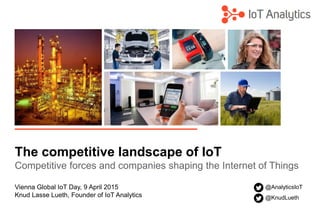 The competitive landscape of IoT
Competitive forces and companies shaping the Internet of Things
Vienna Global IoT Day, 9 April 2015
Knud Lasse Lueth, Founder of IoT Analytics @KnudLueth
@AnalyticsIoT
 