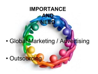 IMPORTANCE AND NEEDGlobal Marketing / AdvertisingOutsourcing