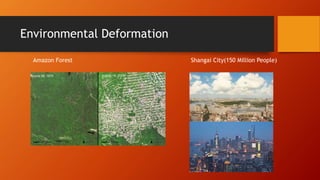Environmental Deformation
Amazon Forest Shangai City(150 Million People)
 