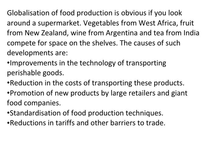 Globalisation Of Food Production