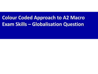 Colour Coded Approach to A2 Macro
Exam Skills – Globalisation Question
 