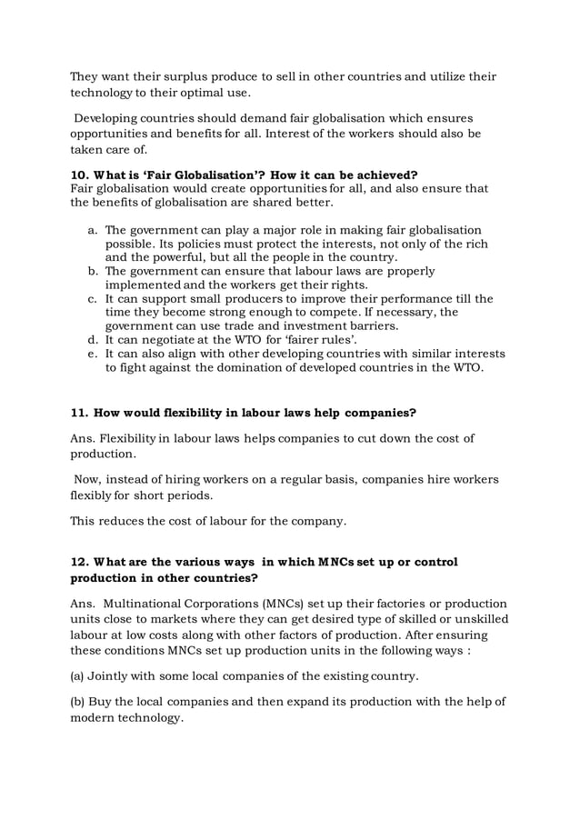 Globalisation and the indian economy class x PDF