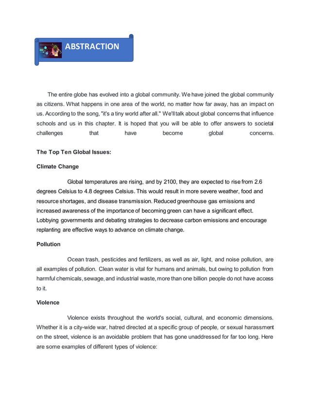 Global Issues That Concern Schools And Society docx Global Issues That Concern Schools And Society docx
