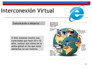 Interconexión Virtual Comunicación a distancia Si bien estamos mucho más conectados que hace 30 o 10 años, existen aún zon...