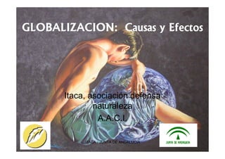 GLOBALIZACION: Causas y Efectos




       Itaca, asociación defensa
               naturaleza
                A.A.C.I.

            ITACA - JUNTA DE ANDALUCIA   1
 