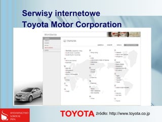 Serwisy internetowe
Toyota Motor Corporation
źródło: http://www.toyota.co.jp
 