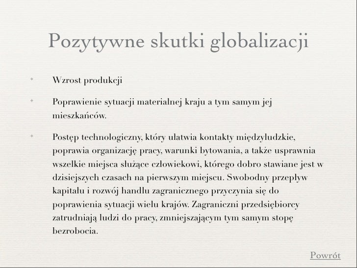 Pozytywne Skutki Globalizacji Dla Polski Globalizacja Lustyk Wrzosek Zielona