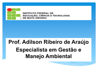 Prof. Adilson Ribeiro de Araújo
Especialista em Gestão e
Manejo Ambiental
 