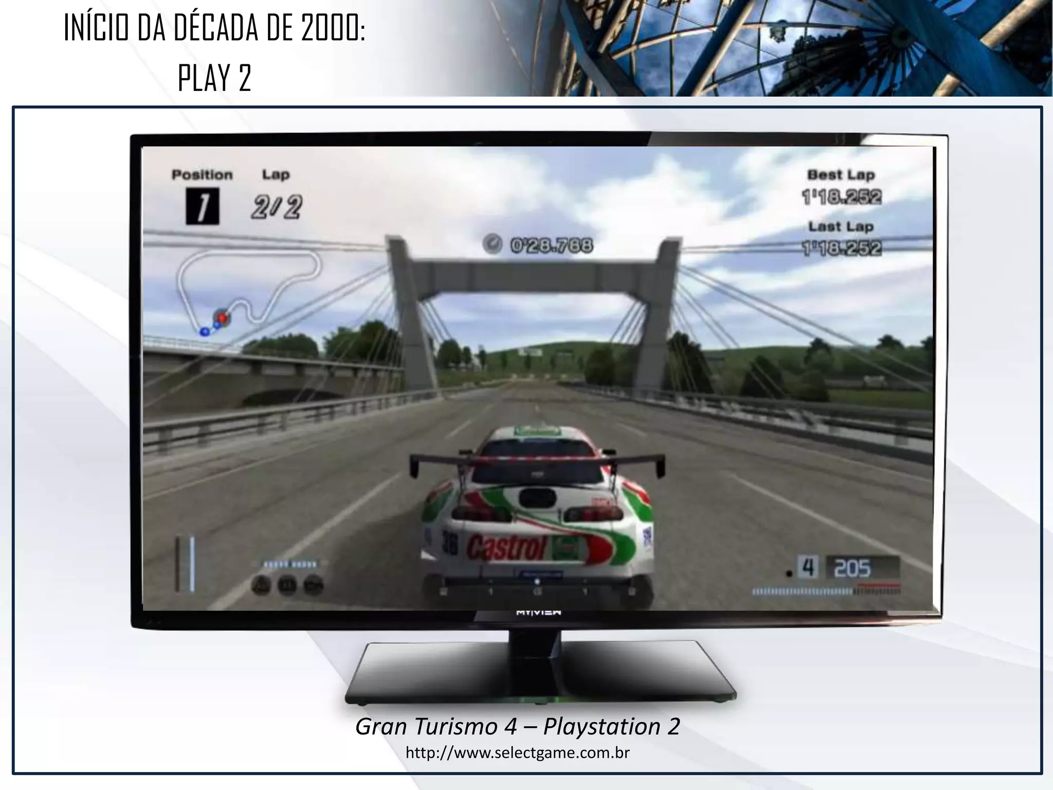 INÍCIO DA DÉCADA DE 2000:
PLAY 2
Gran Turismo 4 – Playstation 2
http://www.selectgame.com.br
 
