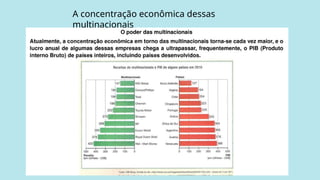A concentração econômica dessas
multinacionais
 